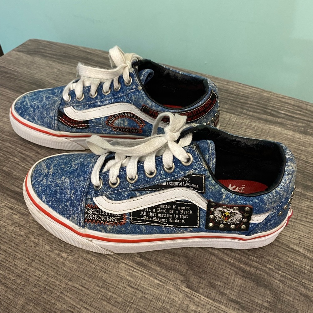 Cobra Kai VANS Old School Denim Skate Sneakers Eagle Fang Karate M3.5 W5.0